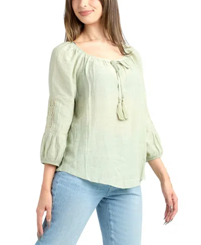 Bcx Junior's Resort Gauzy Texture Scoop Neck Top In Green