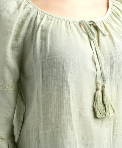 Bcx Junior's Resort Gauzy Texture Scoop Neck Top In Green