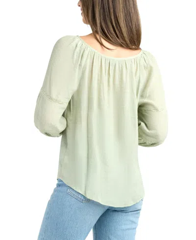 Bcx Junior's Resort Gauzy Texture Scoop Neck Top In Green