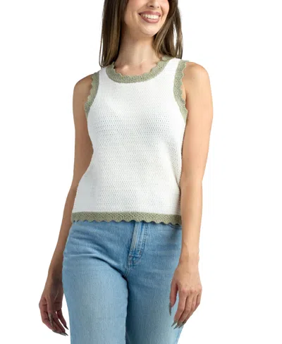 Bcx Juniors' Resort Sleeveless Scoop Neck Sweater In White