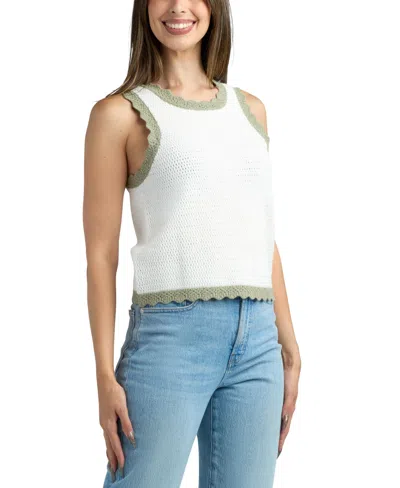 Bcx Juniors' Resort Sleeveless Scoop Neck Sweater In White