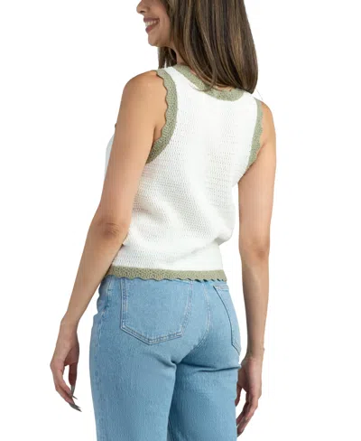 Bcx Juniors' Resort Sleeveless Scoop Neck Sweater In White