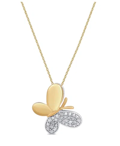 Macy's Diamond Butterfly Pendant Necklace (1/10 Ct. T.w.) In Sterling Silver (also In 14k Gold-plated Sterl In Gold