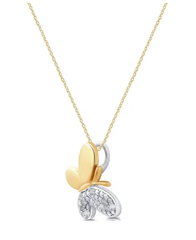 Macy's Diamond Butterfly Pendant Necklace (1/10 Ct. T.w.) In Sterling Silver (also In 14k Gold-plated Sterl In Gold