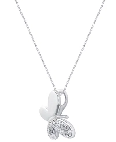 Macy's Diamond Butterfly Pendant Necklace (1/10 Ct. T.w.) In Sterling Silver (also In 14k Gold-plated Sterl In Silver