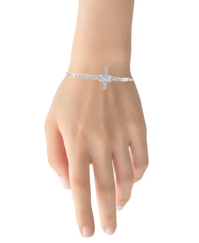 Macy's Diamond Cross Bracelet (1/6 Ct. T.w.) In Sterling Silver And 14k Gold-plated Sterling Silver (also I In Silver