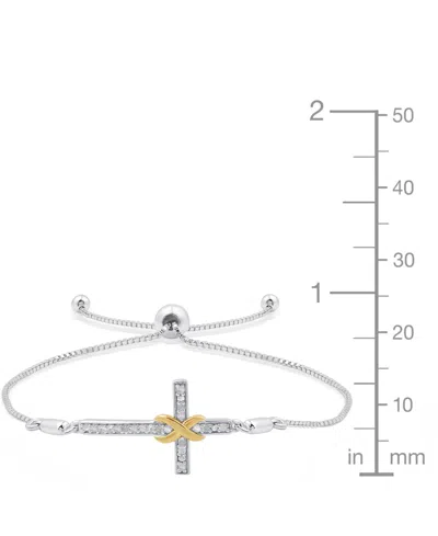 Macy's Diamond Cross Bracelet (1/6 Ct. T.w.) In Sterling Silver And 14k Gold-plated Sterling Silver (also I In Silver