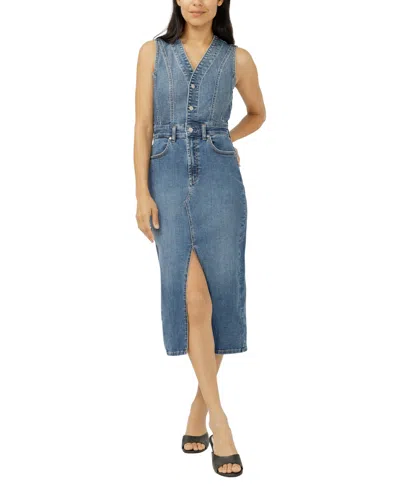 Silver Jeans Co. Women's Denim Vest Midi Dress In Blue