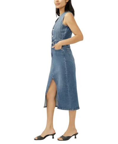 Silver Jeans Co. Women's Denim Vest Midi Dress In Blue