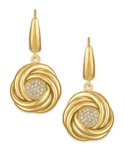 Macy's Diamond Love Knot Leverback Earrings (1/5 Ct. T.w.) In 14k Gold Over Sterling Silver