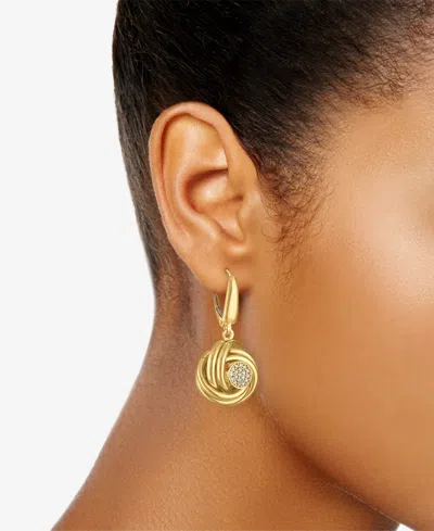 Macy's Diamond Love Knot Leverback Earrings (1/5 Ct. T.w.) In 14k Gold Over Sterling Silver