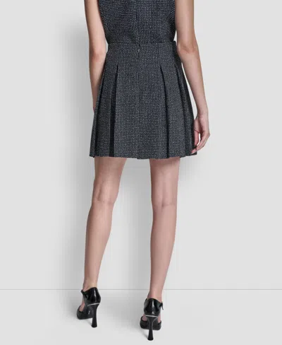 Dkny Pleated Tweed Miniskirt In Black