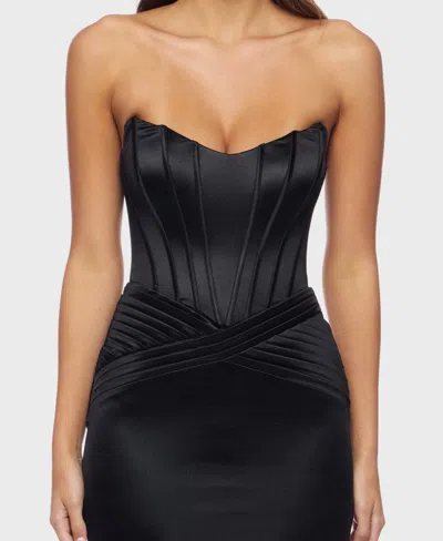 Alex & Sophia Juniors' Strapless Bustier Pleated-waist Dress In Black