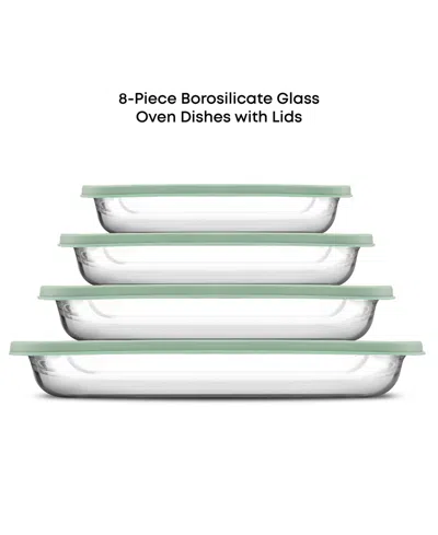 Joyjolt Borosilicate Glass Oven Dishes With Lids, Set Of 4 In Green