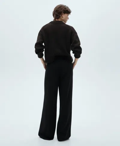 Mango Women's Buttons Detail Wide Leg Pants In Black