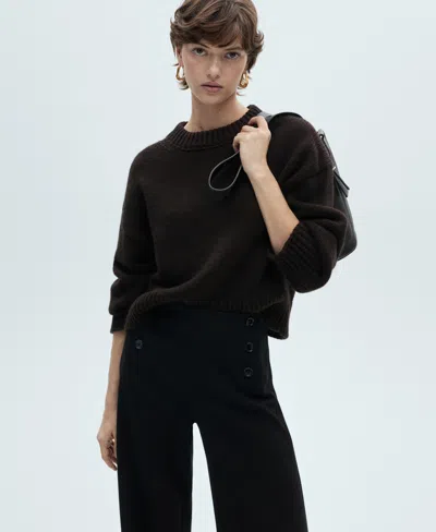 Mango Women's Buttons Detail Wide Leg Pants In Black