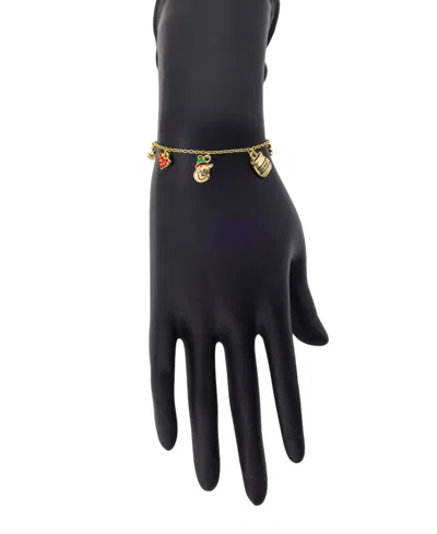 Disney Winnie The Pooh Cubic Zirconia And Cystal Adjustable Bolo Bracelet In Gold