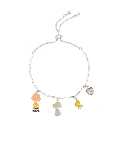 Disney Peanuts Adjustable Bolo Charm Bracelet In Metallic