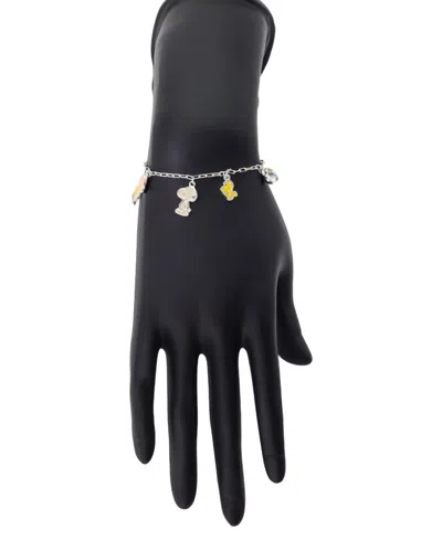 Disney Peanuts Adjustable Bolo Charm Bracelet In Metallic