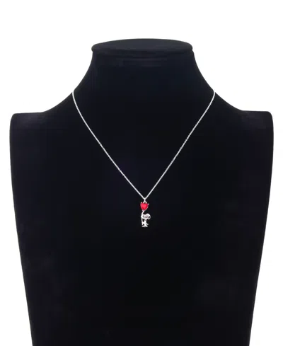 Disney Peanuts Snoopy Crystal Heart Pendant Necklace In Metallic