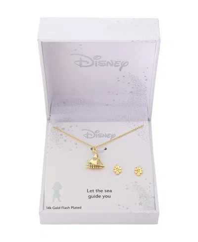 Disney Moana Canoe Pendant And Earring Set In Gold