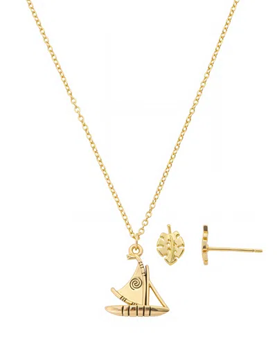 Disney Moana Canoe Pendant And Earring Set In Gold