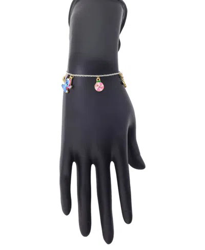 Disney Stitch And Angel Holiday Charm Adjustable Bolo Bracelet In Silver