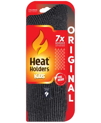 Heat Holders Boys' And Girls' 4-20 Jayden Solid Crew Socks In Black
