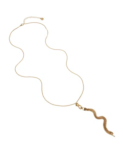 Steve Madden Gold Signature Logo Y Necklace In Gold