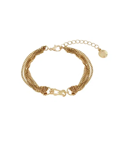 Steve Madden Gold Signature Logo Layered Chain Bracelet In Gold