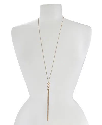 Steve Madden Gold Signature Logo Y Necklace In Gold