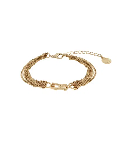 Steve Madden Gold Signature Logo Layered Chain Bracelet In Gold