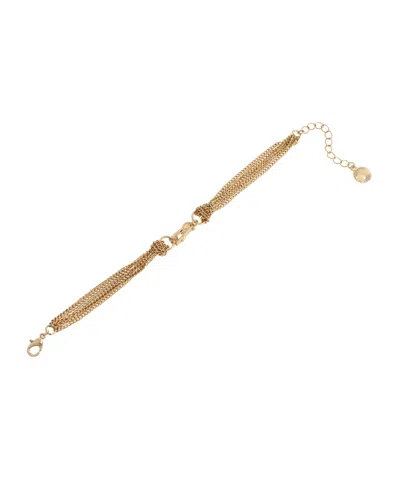 Steve Madden Gold Signature Logo Layered Chain Bracelet In Gold