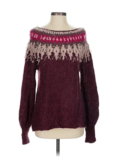 Pre-owned Free People Pullover Sweater In Burgundy