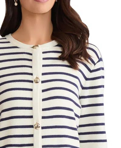 Jones New York Petite Button Front Long-sleeve Cardigan Sweater In White