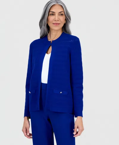 Kasper Women's Ottoman Stitch Long-sleeve Cardigan