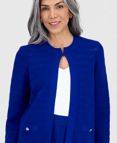 Kasper Women's Ottoman Stitch Long-sleeve Cardigan