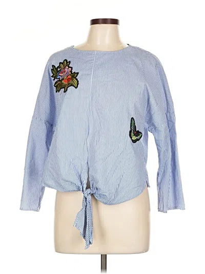 Pre-owned Saks Fifth Avenue 3/4 Sleeve Blouse In Blue