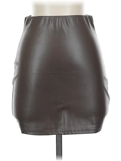 Pre-owned Better Be Faux Leather Skirt In Brown