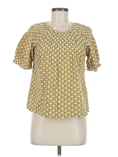 Pre-owned Madewell Short Sleeve Blouse In Gold