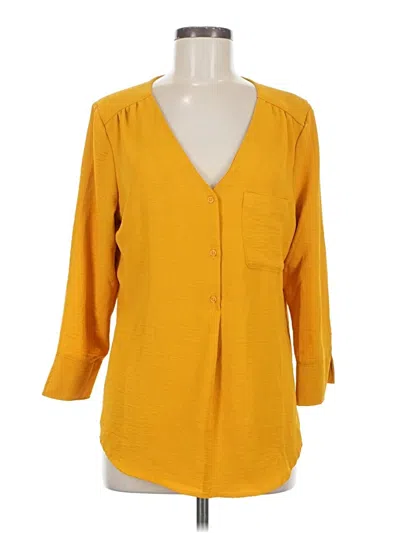 Pre-owned Fred David 3/4 Sleeve Blouse In Yellow