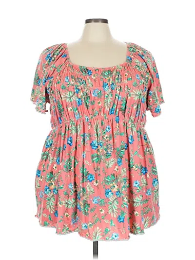 Pre-owned Woman Within Short Sleeve Blouse In Pink