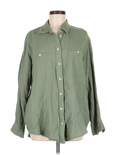 Pre-owned Gap Long Sleeve Button Down Shirt In Green