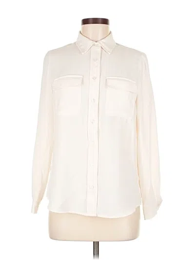 Pre-owned Ak Anne Klein Long Sleeve Blouse In White