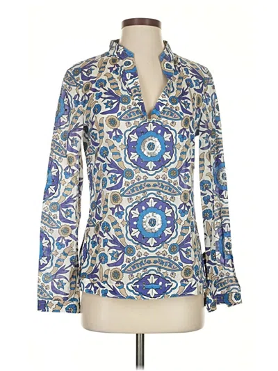 Pre-owned Tory Burch 3/4 Sleeve Blouse In Blue