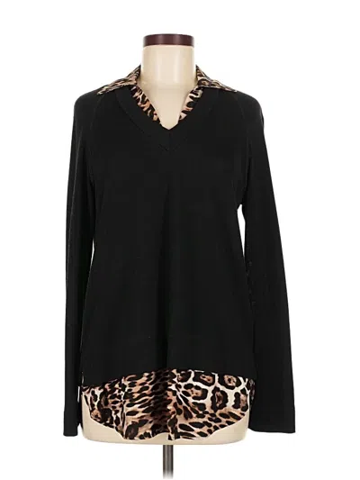 Pre-owned Karen Kane Long Sleeve Top Black V-neck Tops