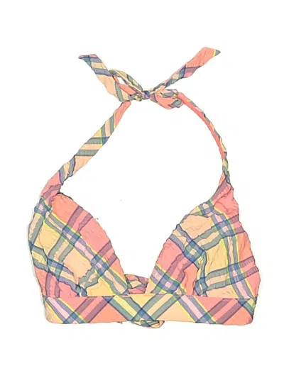 Pre-owned Victoria's Secret Swimsuit Top Yellow Plaid Pattern Swimwear