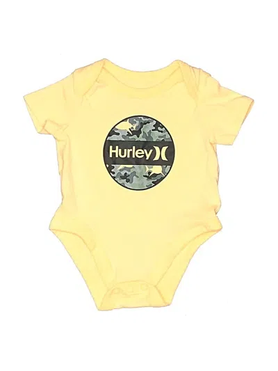 Pre-owned Hurley Babies'  Short Sleeve Onesie In Yellow