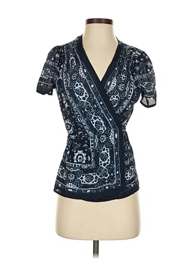 Pre-owned Lucky Brand Short Sleeve Blouse In Blue