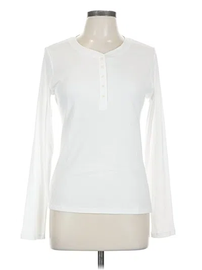 Pre-owned Gap Long Sleeve Henley Shirt In White
